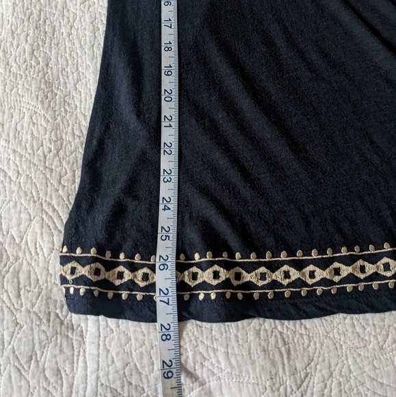 𝅺lucky Brand Navy Blue Tunic Tee Shirt S Western Embroidery - Picture 11 of 13